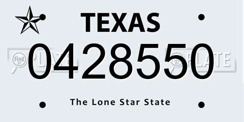 0428550 Texas License Plate