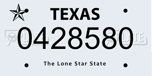 0428580 Texas License Plate