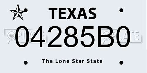04285B0 Texas License Plate