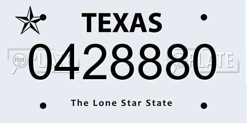 0428880 Texas License Plate