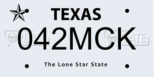 042MCK Texas License Plate