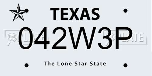 042W3P Texas License Plate