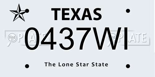 0437WI Texas License Plate