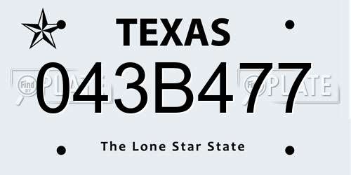 043B477 Texas License Plate