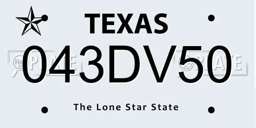 043DV50 Texas License Plate