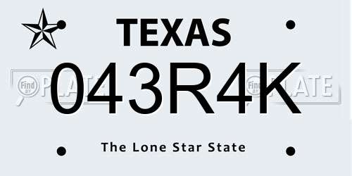 043R4K Texas License Plate