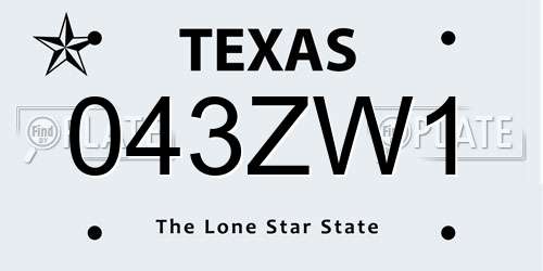 043ZW1 Texas License Plate