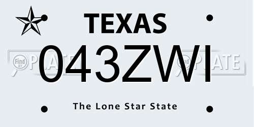 043ZWI Texas License Plate