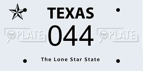 044 Texas License Plate