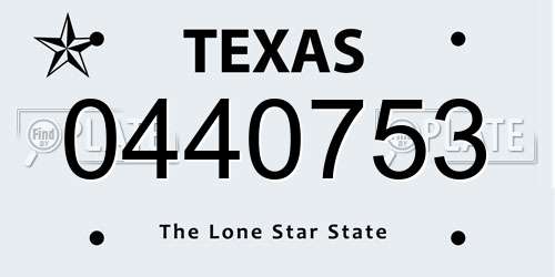 0440753 Texas License Plate