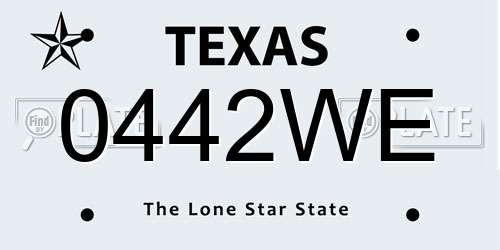 0442WE Texas License Plate