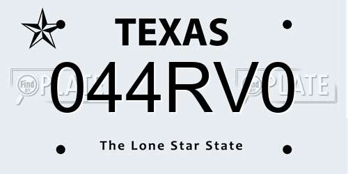 044RV0 Texas License Plate