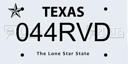 044RVD Texas License Plate