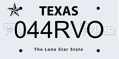 044RVO Texas License Plate
