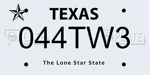 044TW3 Texas License Plate