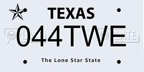 044TWE Texas License Plate