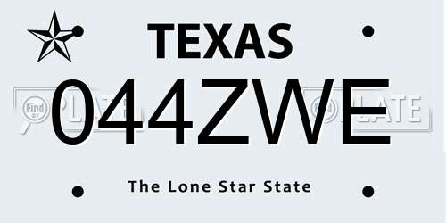 044ZWE Texas License Plate