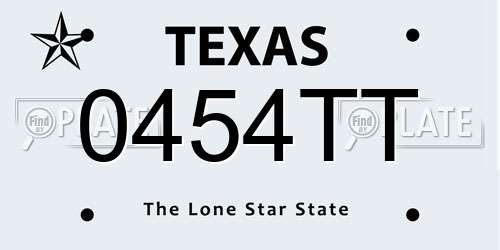 0454TT Texas License Plate
