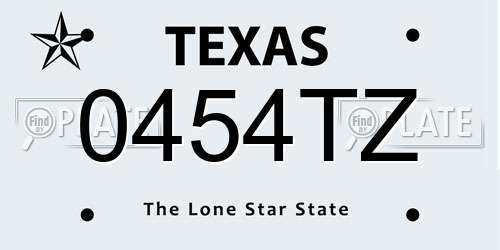 0454TZ Texas License Plate