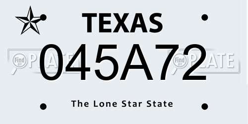 045A72 Texas License Plate