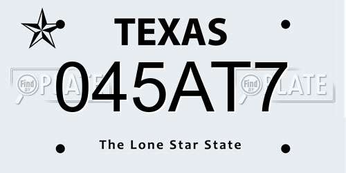 045AT7 Texas License Plate
