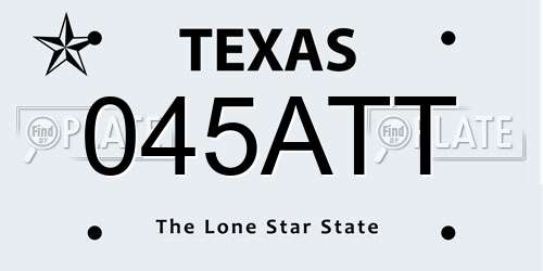 045ATT Texas License Plate
