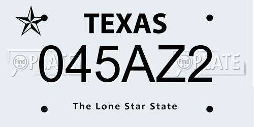 045AZ2 Texas License Plate
