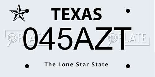 045AZT Texas License Plate