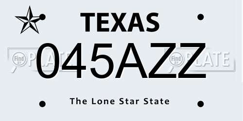 045AZZ Texas License Plate
