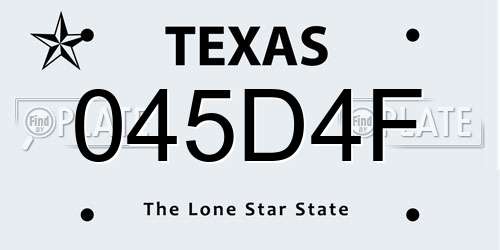 045D4F Texas License Plate