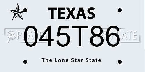 045T86 Texas License Plate