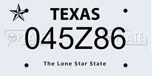 045Z86 Texas License Plate