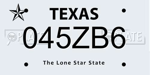 045ZB6 Texas License Plate