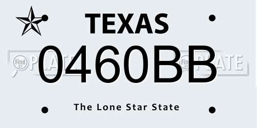 0460BB Texas License Plate