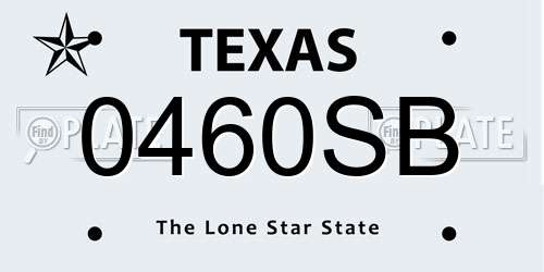 0460SB Texas License Plate