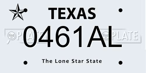 0461AL Texas License Plate