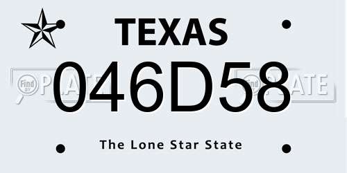 046D58 Texas License Plate