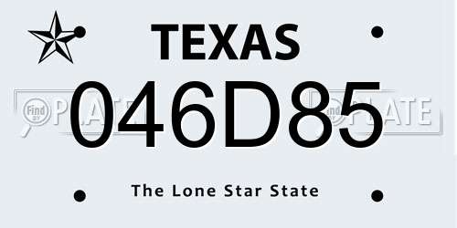 046D85 Texas License Plate