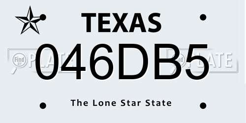 046DB5 Texas License Plate