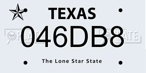 046DB8 Texas License Plate