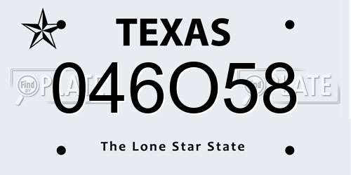 046O58 Texas License Plate