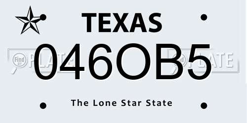 046OB5 Texas License Plate