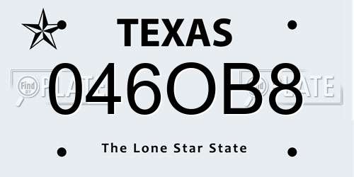 046OB8 Texas License Plate