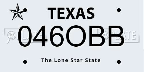 046OBB Texas License Plate