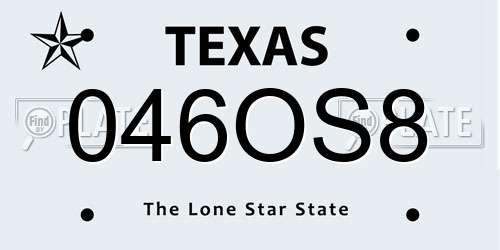 046OS8 Texas License Plate