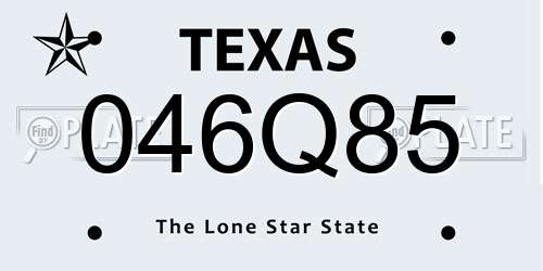046Q85 Texas License Plate