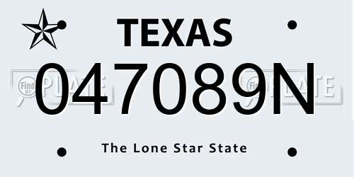 047089N Texas License Plate