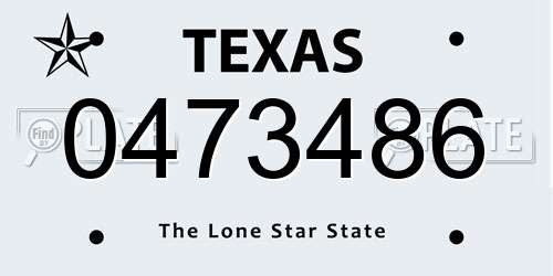 0473486 Texas License Plate