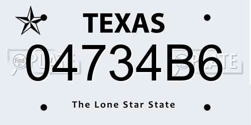 04734B6 Texas License Plate