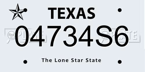04734S6 Texas License Plate